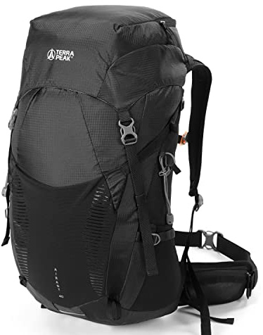 Terra Peak® Zaino da Trekking 40 litri uomo donna nero AIRANT 40 GRANDE - Zaino da escursionismo, viaggio sportivo e alpinismo ergonomico impermeabile per Hiking e escursioni, traspirante