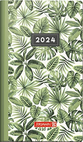 BRUNNEN Wochenkalender „Jungle Leaves“ Modell 756 2024 2 Seiten = 1 Woche Blattgröße 8,7 x 15,3 cm bunt