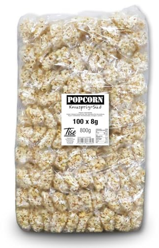 Tise Süsswaren Popcorn süß und knusprig 100 einzelne Tüten (100x8g)
