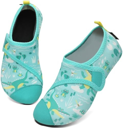 SAGUARO Escarpines Niño Niña Zapatos de Agua Cómodos Antideslizante Calcetines para Piscina Playa Zapatillas Natacion para Río Mar, Touch X, Verde, 22/23 EU