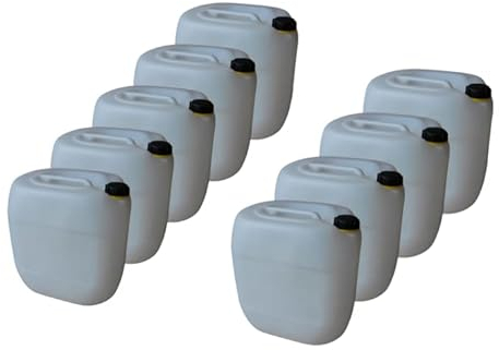 kanister-vertrieb® 9 Stück 30 L Kanister Wasserkanister Kunststoffkanister natur DIN61 + Etiketten