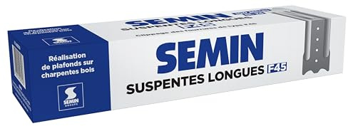 SEMIN Suspentes Longues F45 240 mm – Boîte de 50 – Acier Galvanisé Haute Résistance – Fixation Plafond Suspendu & Faux Plafond – Compatible Fourrures F45/F47 – Pose Rapide