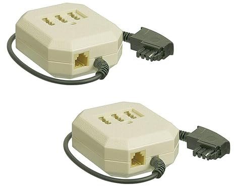 2X Perfect TAE Adapter - Verlängerungsbox 0,2 m - TAE-F Stecker auf 3X TAE-N/F/F Buchse - RJ11 / RJ14 Buchse (6P4C) - 0,2m Kabel - 2 Stück