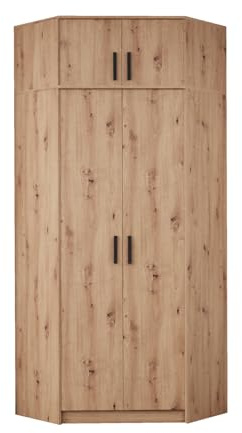 Design Möbel Eckkleiderschrank Gustavo mit Schrankerweiterung 40 cm für Schlafzimmer und Kinderzimmer - Artisan Eiche 91x195x91 cm