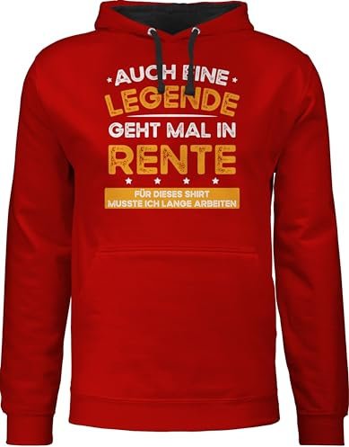 Pullover Herren Frauen Hoodie Kontrast zweifarbig - Rentner - Auch eine Legende geht mal in Rente - L - Rot/Schwarz - ruhestand echte hoody renter abschied kollegen abschiedsgeschenk kollege