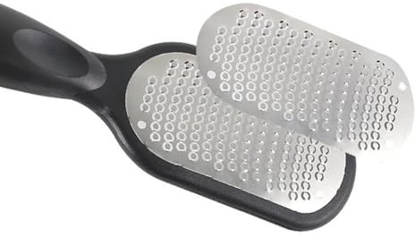 FRCOLOR Tabla Removedora de Callos para Pies de Acero Inoxidable con Tapa Negra, Herramienta Duradera para Eliminar Células Muertas y Durezas con Diseño Cómodo y Creativo