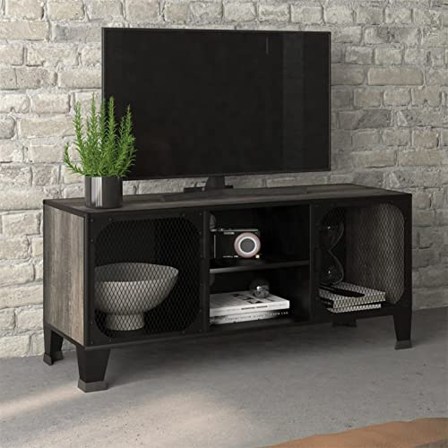 ShGaxin TV-Schrank Grau 105x36x47 cm Metall und MDF, TV Lowboard, Fernsehschrank, Fernsehtisch, Fernseher Schrank, TV Sideboard, TV Board, TV Cabinet, TV Bank, TV Kommode