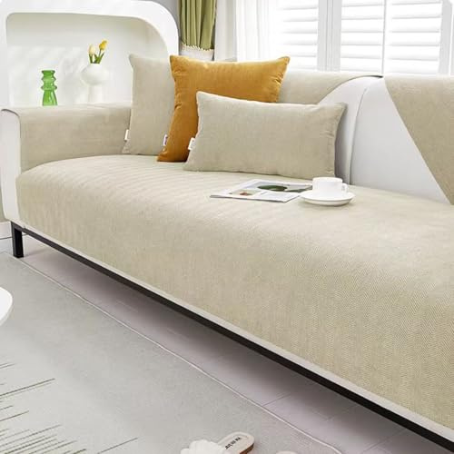 Gluhbirnen Sofa Überwurfdecke, Sofa Überzug, Sofadecken für Sitzfläche rutschfest, Überwurfdecken für Sofa, Fischgrätenstruktur, Hund Katze Sofa Überwurf Sofaschutz, Beige A, 90 * 160CM
