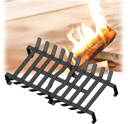 THOKY Grille de cheminée lourde de 61 cm, grille de cheminée en fonte, facile à assembler, pour foyer intérieur