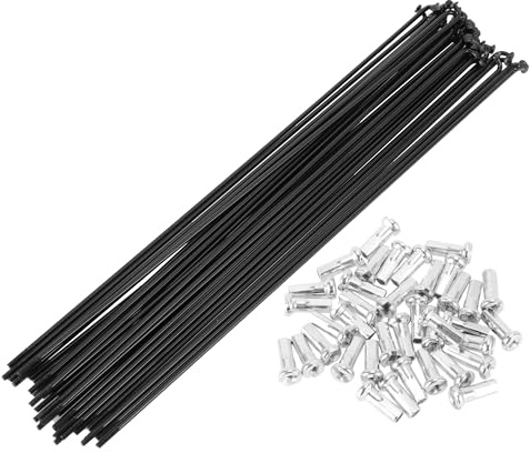 BULLSPANN Kit De Radios Y Pezones para Ruedas De Bici Acero Carbono | 1 Juego, Diámetro Cabeza Codo: 4Mm, Tamaño Pezón: 12X6Mm, Pezones Incluidos, Fácil Instalación