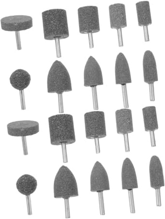 iplusmile 20pcs Brown Corundum Grinding Heads Set, Abrasive Mounted Stones with Shank for Metal Polishing, Rust Removal and Sharpening, Suitable for Rotary Tools and Electric Drills