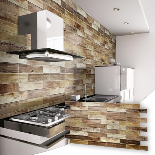 3D Wall Panels - Decorative PVC Plastic Wall Covering Faux Cladding Tiles for Interior Walls (Dutch Oak 4.70m2 10 Panels)