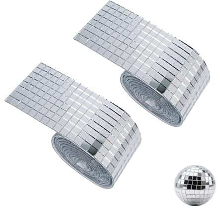 3200 Stück Selbstklebend Mosaikfliesen Mosaik Fliesen, ​​ Fliesenaufkleber ​​​​Fliesen Disco Kugel​​ Acryl​​ ​​Spiegel Mosaik​​ Quadratisch Silber für Wand Spiegel Möbel DIY (5 x 5 mm)