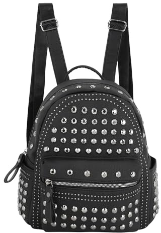 MilyaDE Nieten Rucksackhandtasche Mini Rucksack Rock Tagesrucksack Daypack für Damen Herren