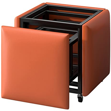 5 po en 1 tabouret de cube magique, tabouret de rangement de chaise de chaise de chaise de chaise de chaise de chaise de chaise de chaise de chaise combinée avec siège en pu et pivot, 45x45x45 cm