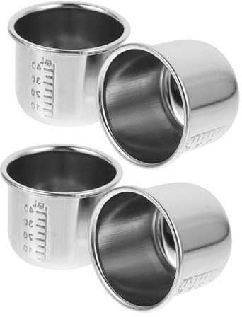CIYODO 4 Pezzi Bicchieri Dosatori per Medicinali in Acciaio con Marcature Permanente Misurazione Precisa Liquidi Resistenti Corrosione per Ospedali e Laboratori