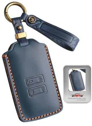 ontto Schlüsselhülle Passt für Dacia Duster 2/3 Jogger Bigster 2023-2026 für Alpine A290 GTS für Mitsubishi ASX Colt 2023 2024 2025 Leder Schlüsseltasche Cover Schlüsselanhänger Schutzhülle-Blau