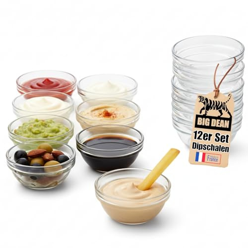 BigDean Glasschüssel Ø 6cm 40ml 12x kleine Glasschalen Schale für Konfitüre | Mini Dipschale