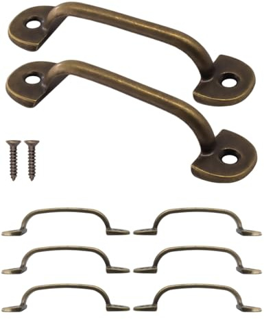 Fuxxer® 6x Antike Schubladen-Griffe, Klassisches-Design, Schränke & Truhen, 60x11mm, bronze