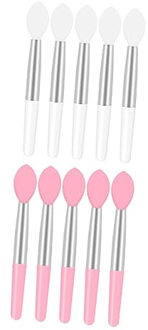VILLFUL 10 Stück Teiliges Silikonbeschichtetes Mini Lippenpinsel Weiche Flexible Applikatoren für Präzises Auftragen von Lippenstift und Lipgloss Hautfreundlich Tragbar in Weiß und Rosa