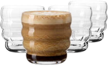 KROSNO Bicchieri da caffè per latte, cappuccino e flat white, set da 4, 330 ml, collezione Coffee Moments – Cristallo senza piombo – Moderni bicchieri per bevande calde, lavabili in lavastoviglie
