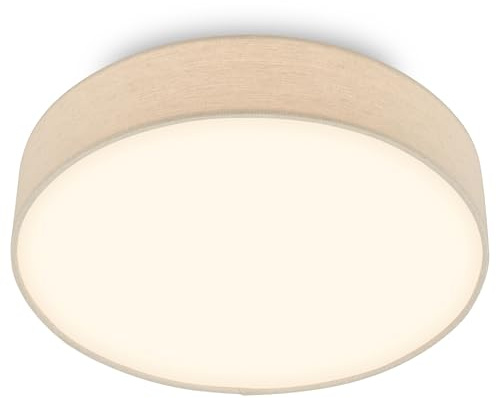 Briloner - Lámpara techo LED con pantalla de tela, 24 W y 2600 lm, luz blanco cálido, plafon LED, lamparas de salón, lampara dormitorio, luz techo salón, 38 x 10,5 cm, Beige