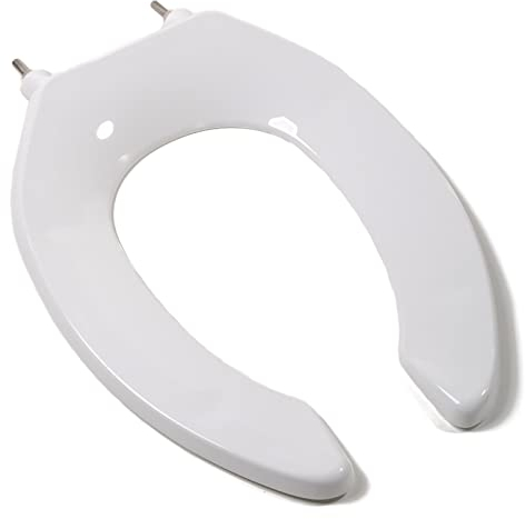 Comfort Seats C1B3E6-OFLC-00 WC-Sitz mit offener Vorderseite und Edelstahl-Scharnierstange, länglich, Weiß