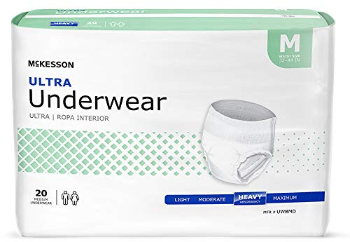 McKesson Ultra Adult Incontinence Underwear, [80 Count], Heavy Absorbency, Medium, 32-44 in. Unisex Bladder Leak Protection, Pull-On Style with Tear-Away Sides, Postpartum and Incontinence Support