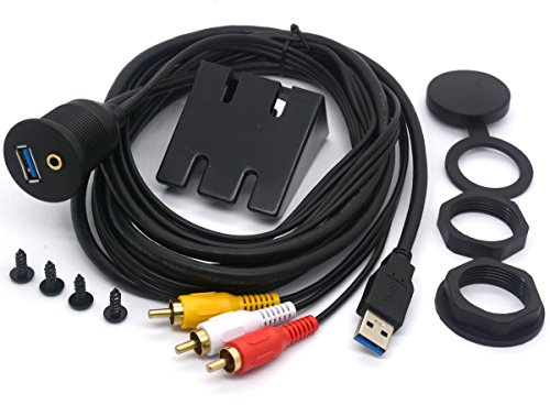 Tomost 3 RCA y USB 3.0 macho a USB 3.0 y 3.5 mm hembra AUX Cable de montaje empotrado 3RCA Panel Panel de salpicadero Cable de extensión para coche, barco, motocicleta – 2 m