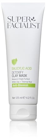 Super Facialist Maske mit Tonerde gegen Hautunreinheiten, porenreinigend, mit Salicylsäure — Aknebehandlung und Maske zur Entfernung von Mitessern mit Avocadoöl und Vitamin B, für Veganer geeignet — 125 ml, Verpackung kann variieren