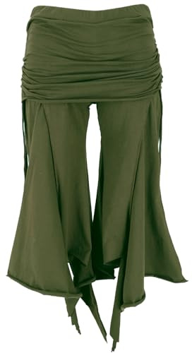 GURU SHOP Palazzohose, Hippie Schlaghose mit Hüftschmeichler - Olivgrün, Damen, Size:M/L