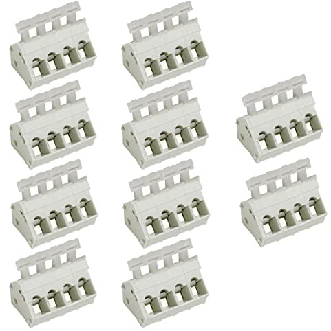 WITTKOWARE 10er-Pack AK3001/4KD-5.0 Zugfederkraft Leiterplatten-Anschlussklemmen, Raster 5mm, 24A/250V, 4-polig