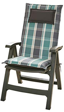 Homeoutfit24 Donau Gartenstuhlauflagen Hochlehner, 2er Set, Made in Europe, Gartenstühle Sitzauflagen, Gartenstuhlauflagen, Sitzkissen, Polsterauflagen UV-Beständig, Sitzkissen, Hochlehner Auflagen