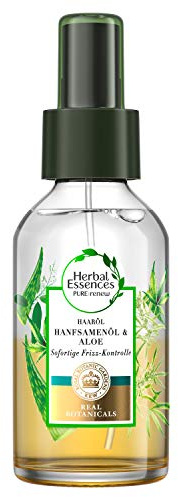 Herbal Essences PURE:Förnya omedelbar frizz-kontroll hårolja med hampfröolja och aloe vera, hårvård glans, hårvård torrt hår, utan silikon, aloe vera hår, hampfröolja hår, 100 ml