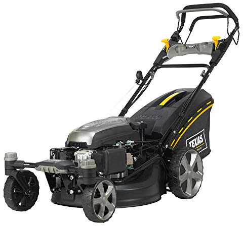 TEXAS Profi Rasenmäher Benzin mit Antrieb Radantrieb E-Start Hochgrasmäher ZT 5110TR/WE Zero Turn 3in1 schwenkbare Vorderachse | sehr wendig | 196cm³ | 4-Takt | 51cm | 4,9PS | 28-75mm | Mulchfunktion