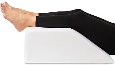 Leg Elevation Pillow with Cooling Gel Memory Foam Top, Post Surgery Leg Rest Pillow High Density Foam Bed Wedge Pillow for Leg & Back Support and Pregnancy - Relieves Knee, Hip and Lower Back Pain