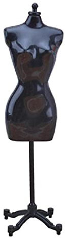 Yajom Mannequin pour femme - Présentoir pour robe - Buste creux - Pour chambre à coucher, maison, magasin de vêtements - Buste féminin avec support - Robe sans tête courbée Noir