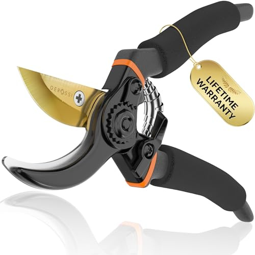 Premium Bypass Pruning Shears for your Garden - Heavy-Duty, Ultra Sharp Pruners w/Soft Cushion Grip Handle Made with Japanese Grade High Carbon Steel - Perfectly Cutting Through Anything in Your Yard