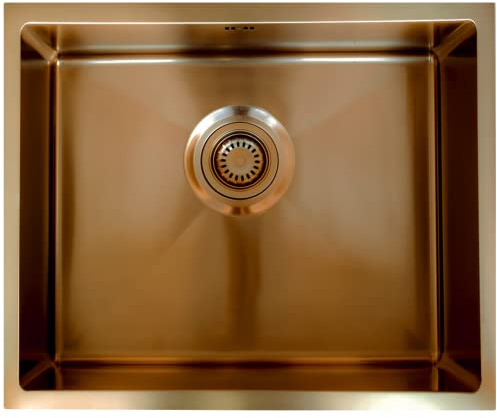 Essebagno Luisa Spüle 1 großes Becken allein 55x45 aus Edelstahl Kupfer gebürstet