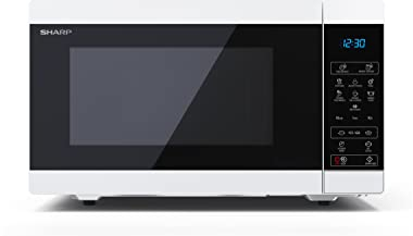 SHARP YC-MS51EW - Microonde senza griglia da 25 litri, controllo digitale, microonde: 900 W, 5 livelli di potenza a microonde, piastra girevole, blocco per bambini, funzione ECO, colore bianco.