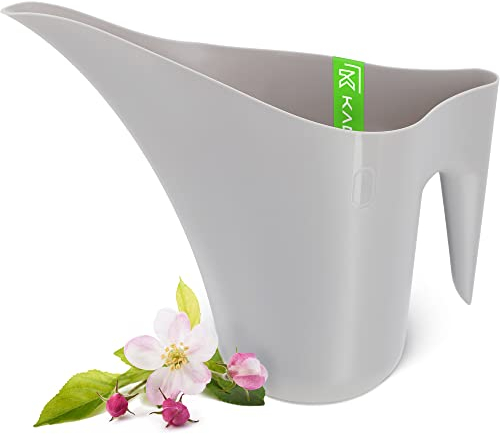 KADAX Regadera de 1,2 L, de plástico, de cuello largo, para plantas de interior, regadera de jardín, caldera de riego de flores (gris)