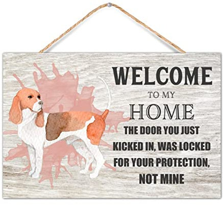 CustonCares Hunde-Zitat Welcome to My Home Welcome Haustürschild für Hundeliebhaber, Geschenke für Veranda, Dekoration, Retro-Holzschild, 30,5 x 20,3 cm
