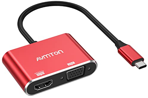 AVMTON Adattatore USB C a HDMI e VGA 4K per MacBook, MacBook Air, Chromebook Pixel