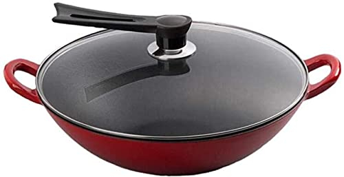PURRL Padella wok per uso domestico antiaderente in acciaio al carbonio Padella Wok con manico ausiliario in legno e acciaio little surprise