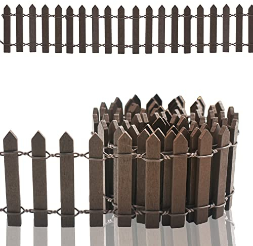 Miniatur-Gartenzaun HolzzaunFlexibler Miniatur-Zaun, Miniatur Zaun Gartenzaun Holz, verwendet für Miniaturlandschaft Puppenhaus Blumentopf Fee Gartendekoration Dunkelbraun 100cm*5cm