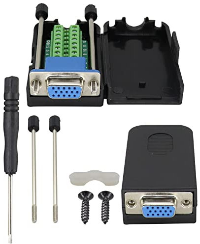 AAOTOKK VGA Bolzen Schraube Adapter DB15 VGA Weiblich Port zu 15 Pin/Way Weiblich Klemme Block Stecker DB15 3-reihiger VGA Schraubklemmenadapter mit Gehäuse und Schrauben (2-Stücke/Weiblich)