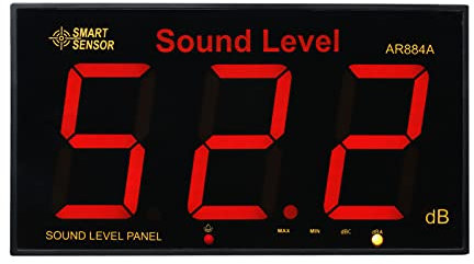 HUIOP Fonometro AR884A con Ampio Schermo LCD a Parete Fonometro Digitale Noisemetro Digitale Monitoraggio Decibel Tester Rumore Volume Strumento di Misura 30-130dB Campo di Misura
