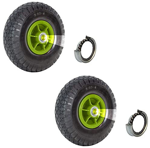 TRUTZHOLM 2x Sackkarrenrad 260x85 mm 3.00-4 Bollerwagenrad, Luftrad, Ersatzrad, 4 Lagen, luftbereift 20mmØ