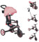 GLOBBER Explorer Trike Foldable 4in1 rosa – Dreirad, Laufrad und Kinderwagen in 10/8,5 Zoll – TPR-Sitz – höhenverstellbares Kinderfahrzeug