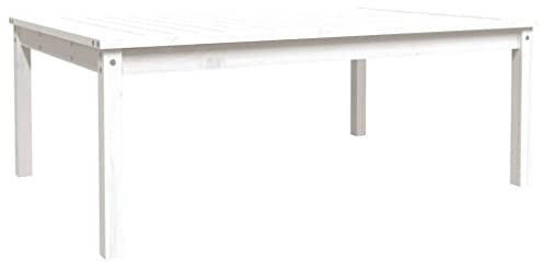 vidaXL Gartentisch, Couchtisch Holzrahmen, Beistelltisch für Garten Terrasse, Loungetisch Kaffeetisch Balkontisch, Weiß 121x82,5x45cm Massivholz Kiefer